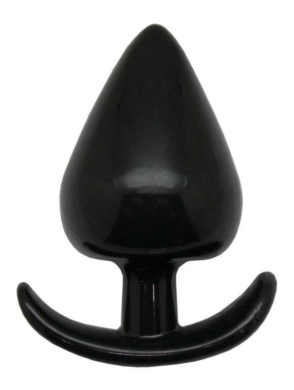 Черная коническая анальная пробка с ограничителем (9,5 см)