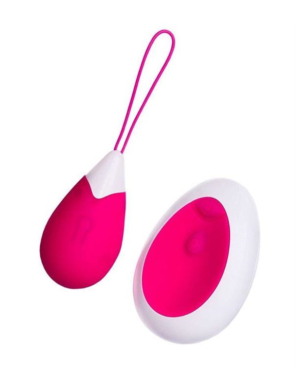 Розово-белое виброяйцо с пультом ДУ