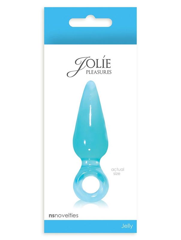 Голубая анальная пробка Pleasures Plug Mini с кольцом (9 см)