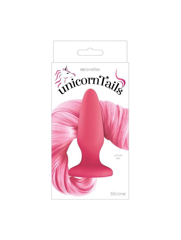 Розовая анальная пробка Unicorn Tails Pastel с нежно-розовым хвостом