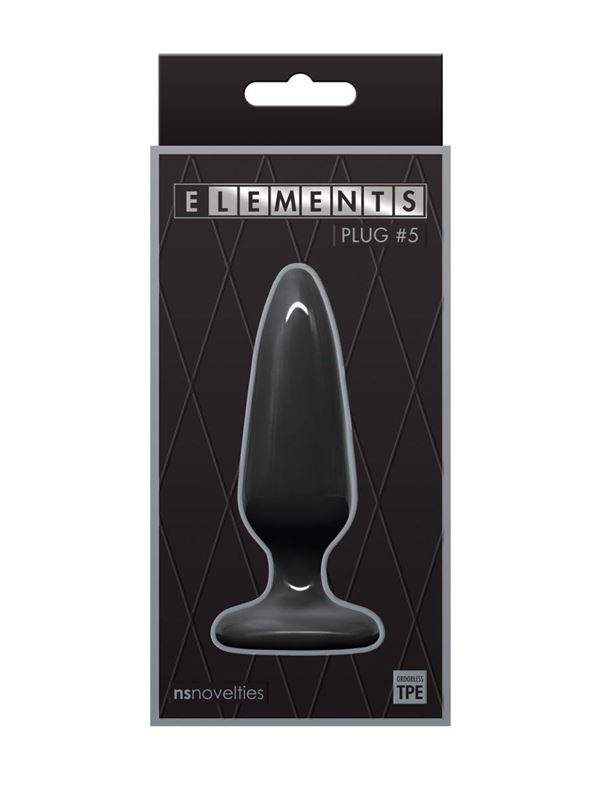 Черная конусовидная анальная пробка Elements Plug № 5 (10,1 см)