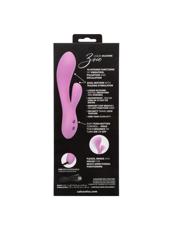 Розовый ультрагибкий вибратор кролик Zoie (17,75 см)