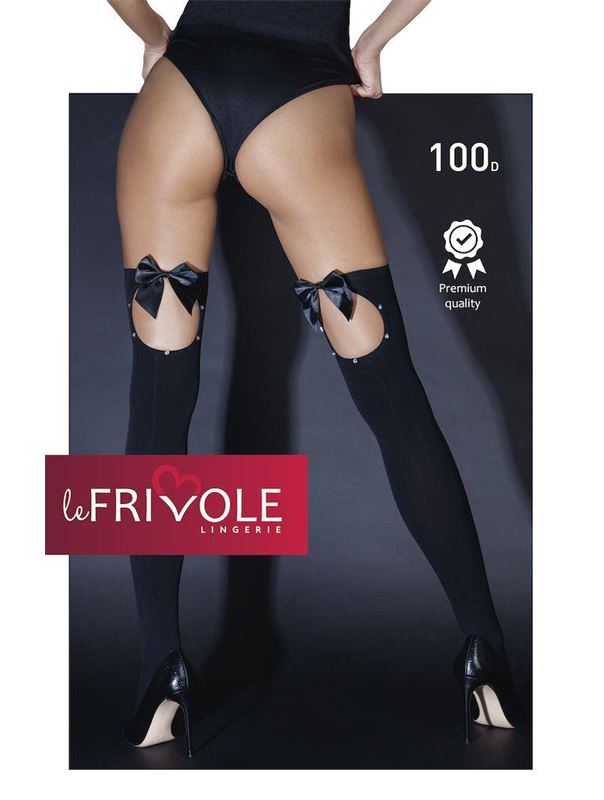 Чулки с бантиками и стразами сзади