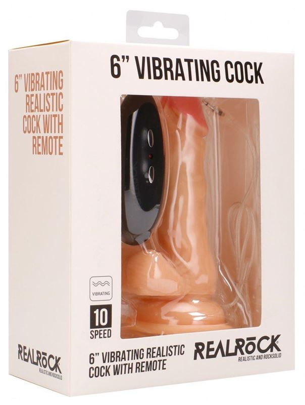 Телесный вибратор реалистик Vibrating Realistic Cock 6" With Scrotum (15 см)