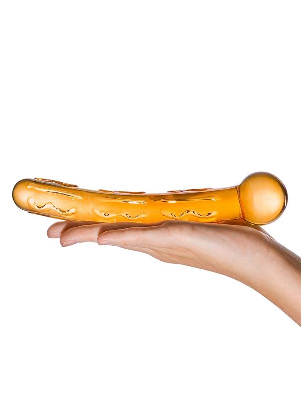 Золотистый изогнутый стеклянный фаллоимитатор Tickler (19 см)