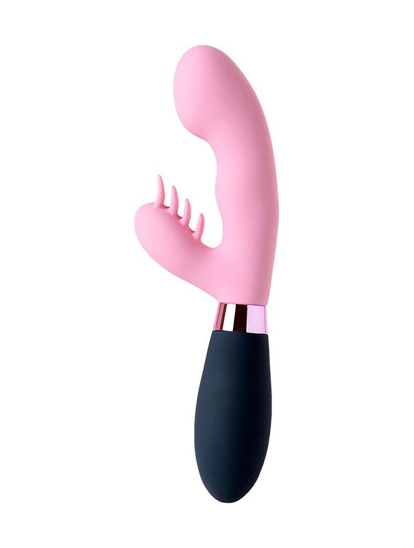 Розовый вибромассажер Ornella с клиторальным стимулятором (21,5 см)