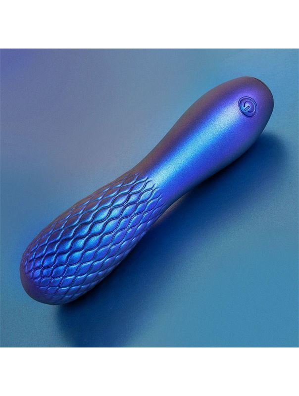 Синий вибромассажер с рельефной головкой (14 см)