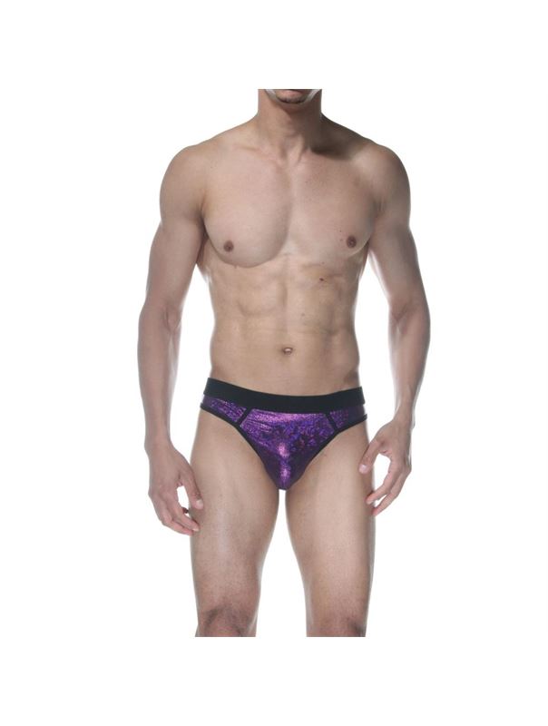 Фиолетовые блестящие мужские трусы-стринги