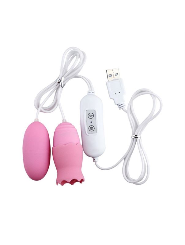 Розовые виброяйца, работающие от USB виброяйца - классическое и с подвижным язычком