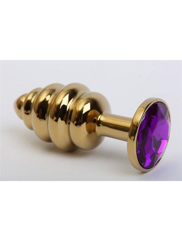Золотистая рифлёная пробка с фиолетовым стразом (8,2 см)