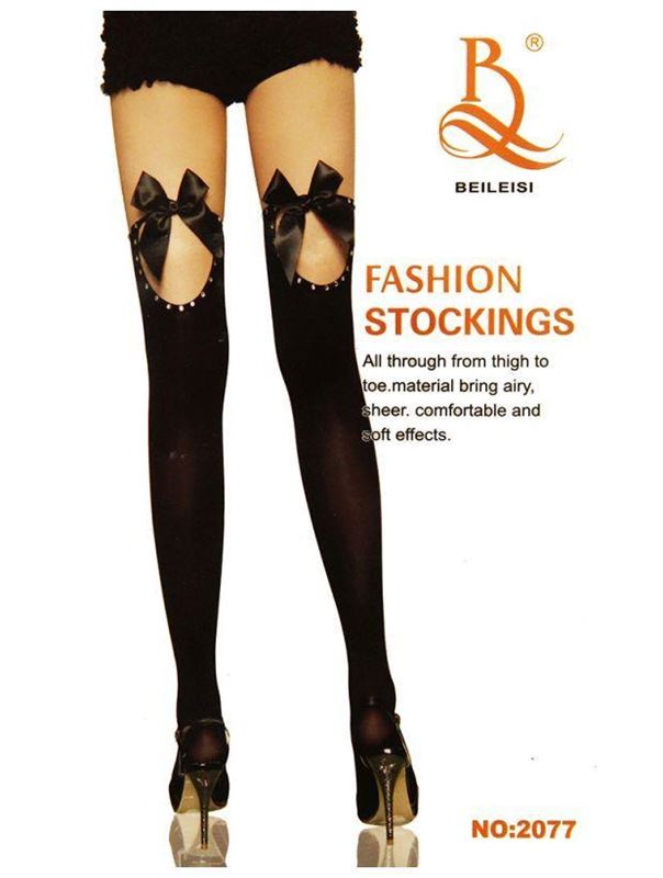 Чулки с бантом и стразами