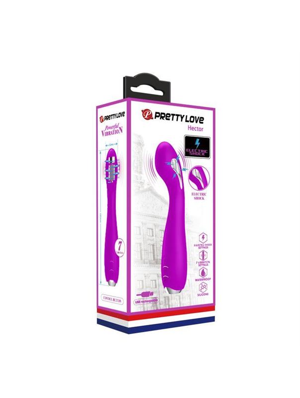 Лиловый вибратор Hector с электростимуляцией (19,5 см)