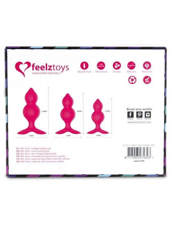 Набор из 3 розовых анальный пробок Bibi Twin Butt Plug Set