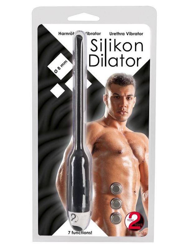 Черный силиконовый расширитель для уретры с вибрацией Silikon Dilator