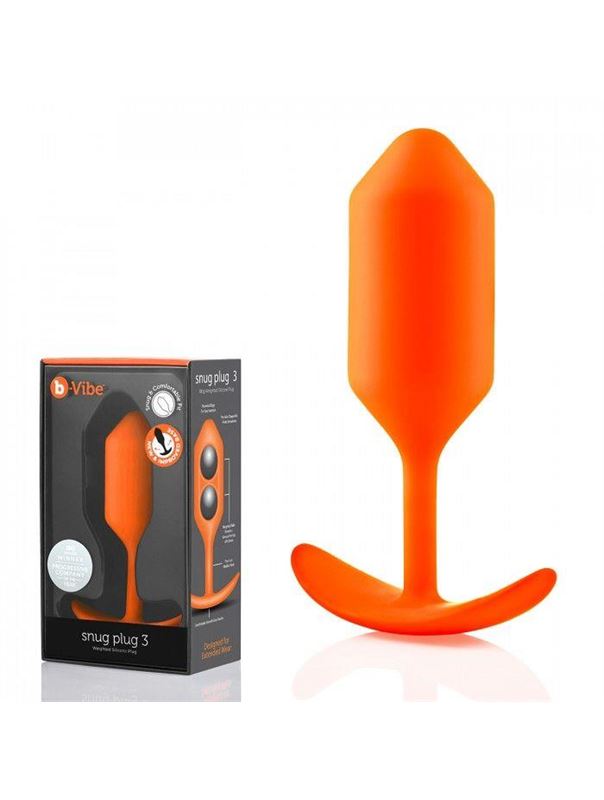 Оранжевая анальная пробка для ношения B-vibe Snug Plug 3 (12,7 см)