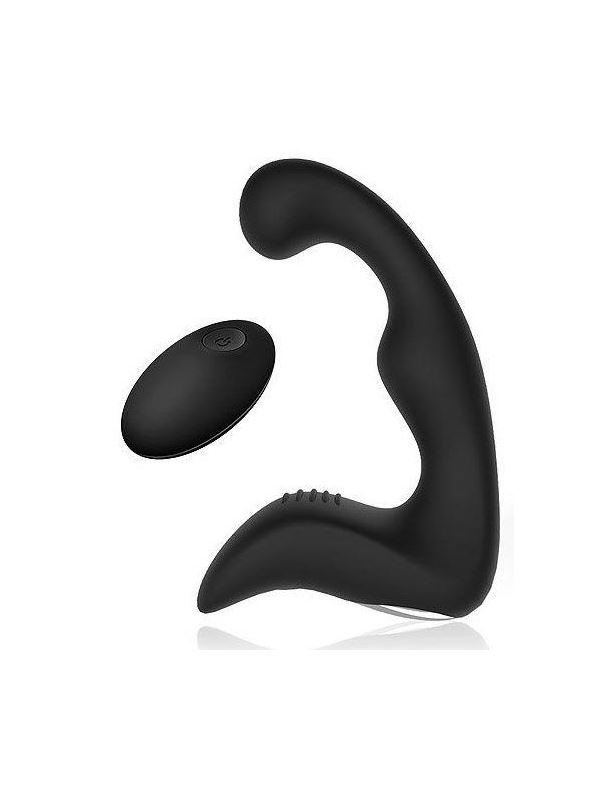 Черный силиконовый массажер простаты с пультом ДУ