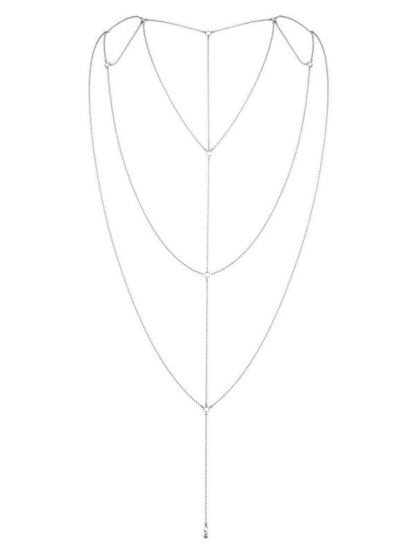 Серебристое плетеное украшение Magnifique Back and Cleavage Chain