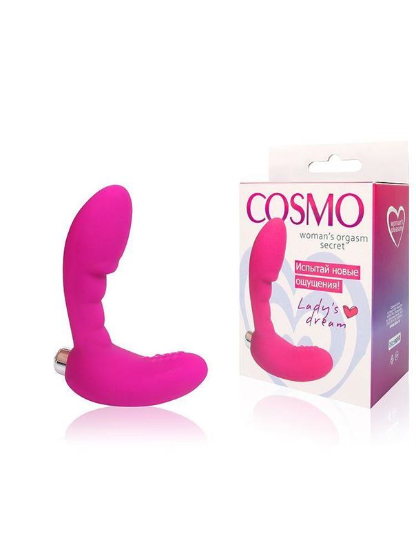 Розовый вибромассажер Сosmo с отростком (9 см)