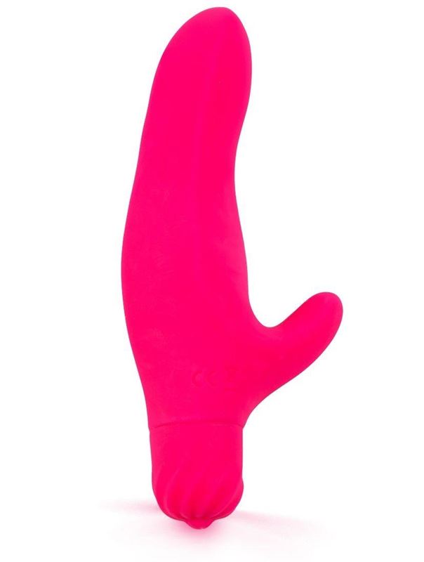 Розовый вибратор с клиторальным отростком (17 см)