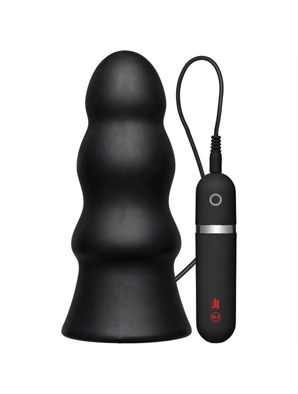 Анальная вибропробка Kink Vibrating Silicone Butt Plug Rippled 7.5 - 19 см.