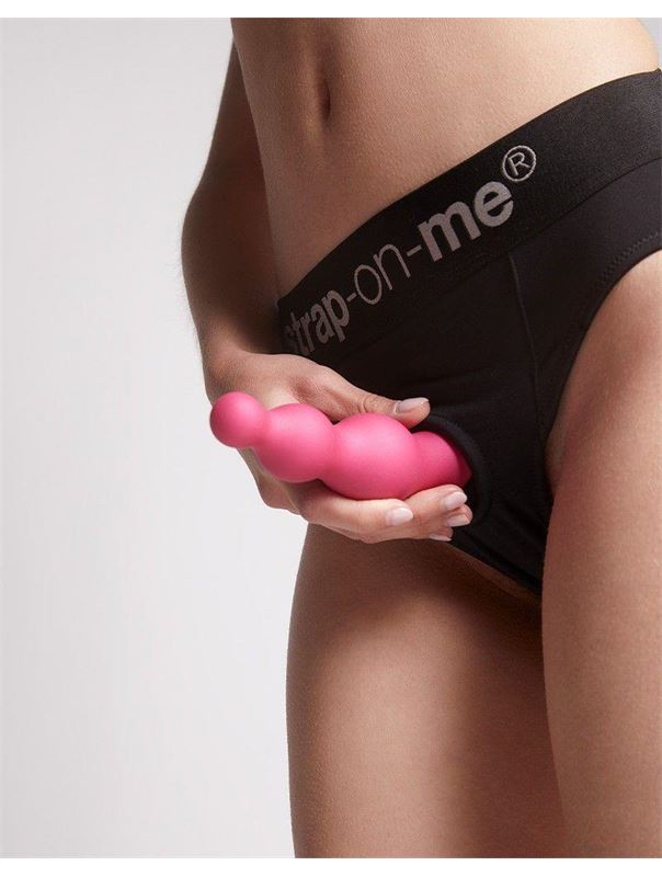 Розовая насадка Strap-On-Me Dildo Plug Beads - размер S