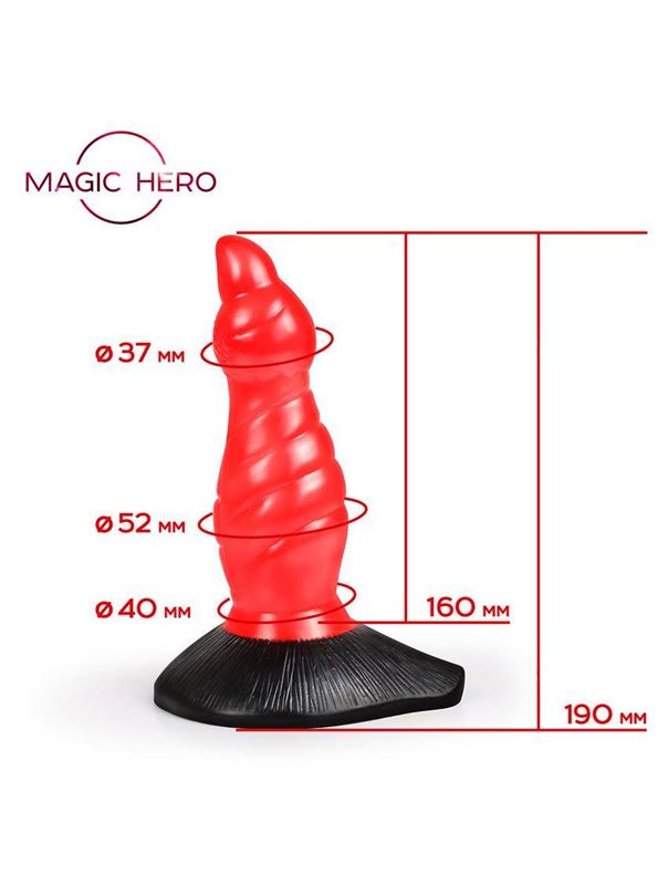 Красно-черный фантазийный фаллоимитатор (19 см)