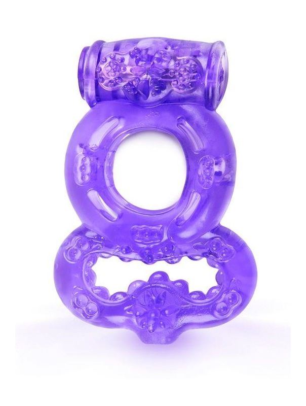 Фиолетовое эрекционное кольцо с вибрацией и подхватом мошонки