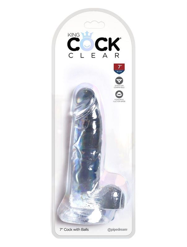 Прозрачный фаллоимитатор 7" Cock with Balls (20,3 см)