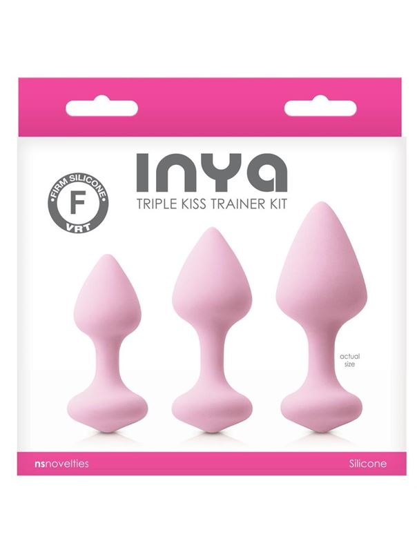 Набор из 3 нежно-розовых анальных пробок Triple Kiss Trainer Kit
