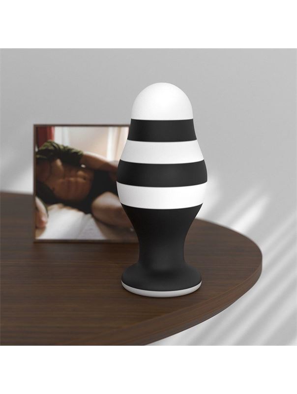 Черно-белая анальная втулка 6.5" X-Missioner Butt Plug (17 см)