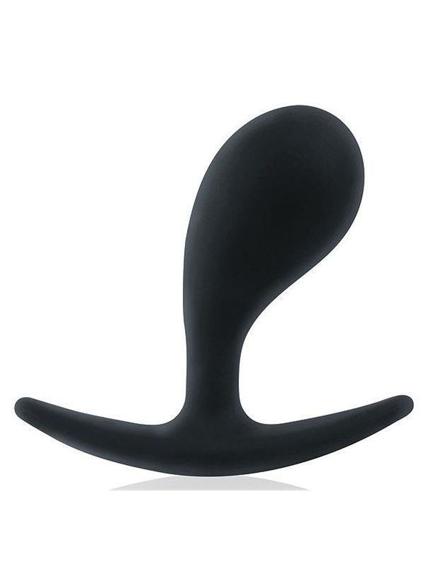 Черная каплевидная анальная пробка с ограничителем (7,7 см)