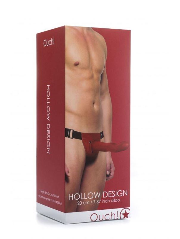 Красный полый страпон Hollow Design Strap On - 20 см.
