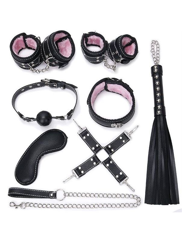 Пикантный черно-розовый набор БДСМ