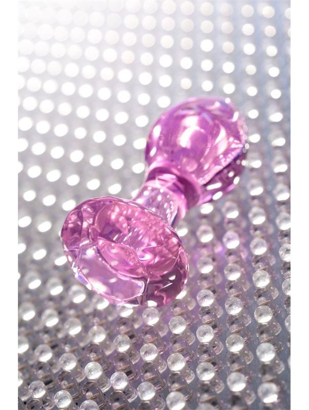 Розовая анальная втулка из стекла (8,5 см)