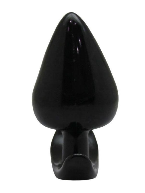Черная коническая анальная пробка с ограничителем (9,5 см)