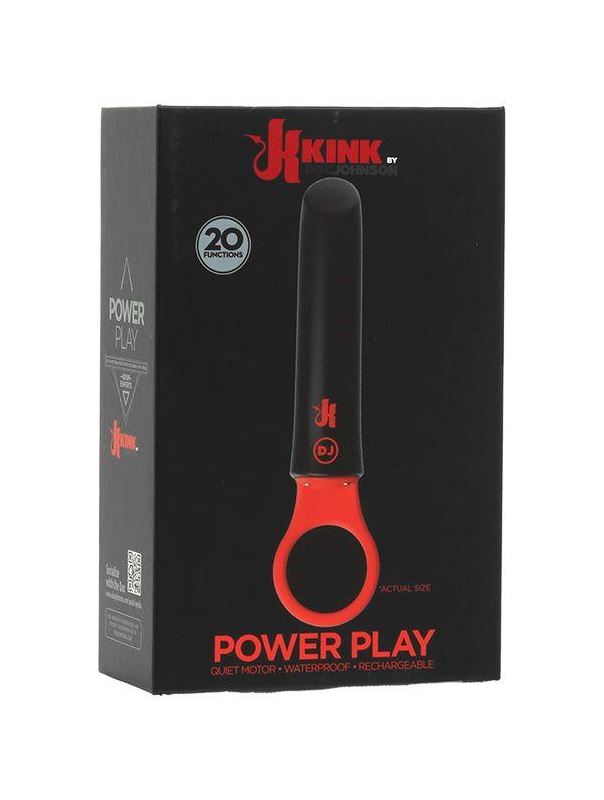 Черно-красный мини-вибратор KINK - Power Play with Silicone Grip Ring (13,3 см)