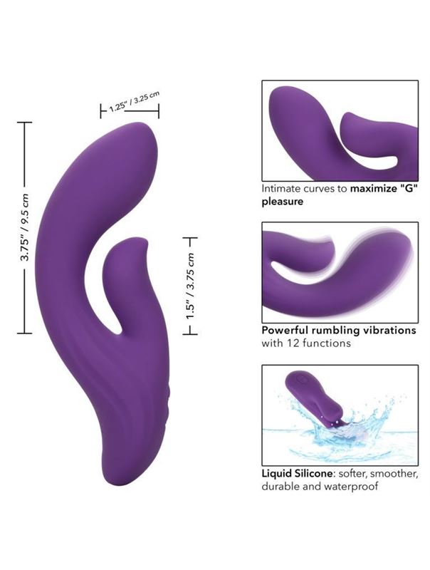 Фиолетовый вибратор кролик Stella Liquid Silicone Dual Pleaser (17,25 см)