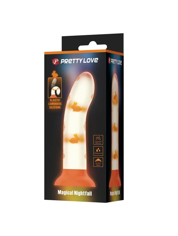 Светящийся в темноте фаллоимитатор Magical Nightfall с зайчиками (17 см)