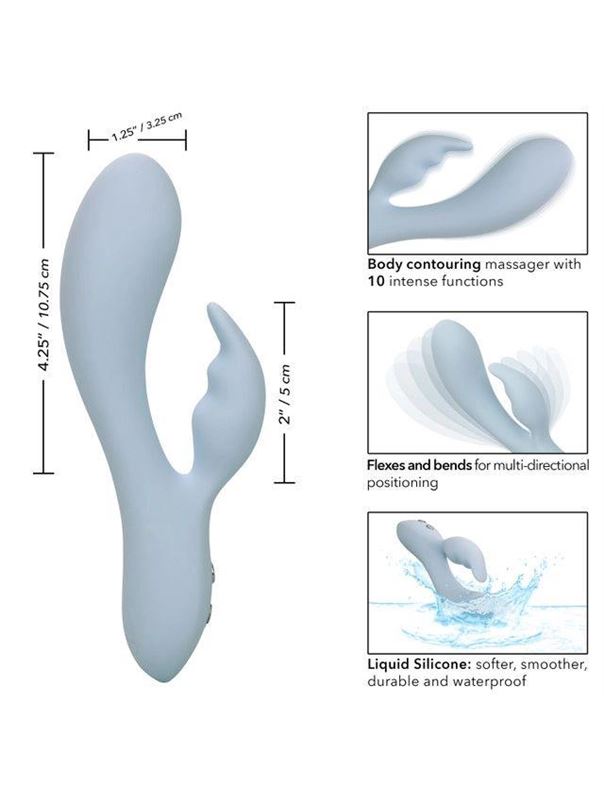 Голубой ультрагибкий вибратор кролик Kali (17,75 см)