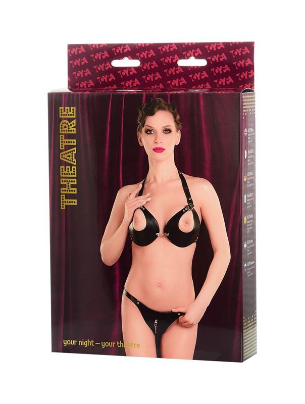 Черное БДСМ бикини TOYFA Theatre с металлическим декором