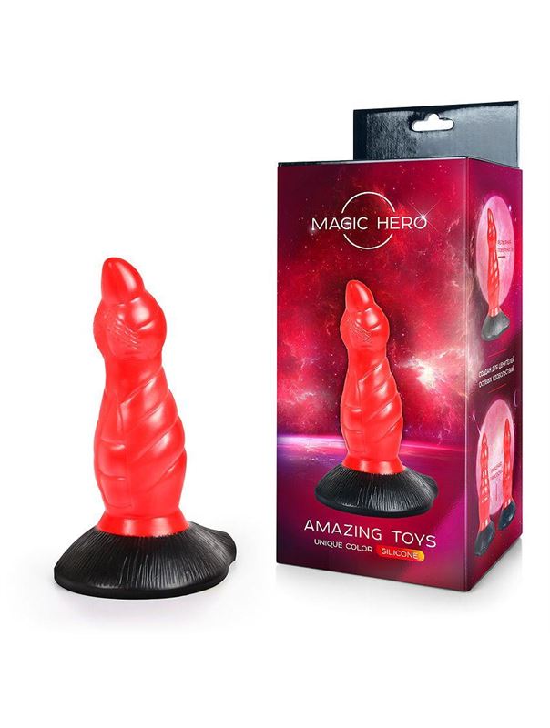 Красно-черный фантазийный фаллоимитатор (19 см)