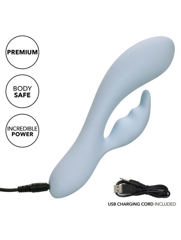 Голубой ультрагибкий вибратор кролик Kali (17,75 см)