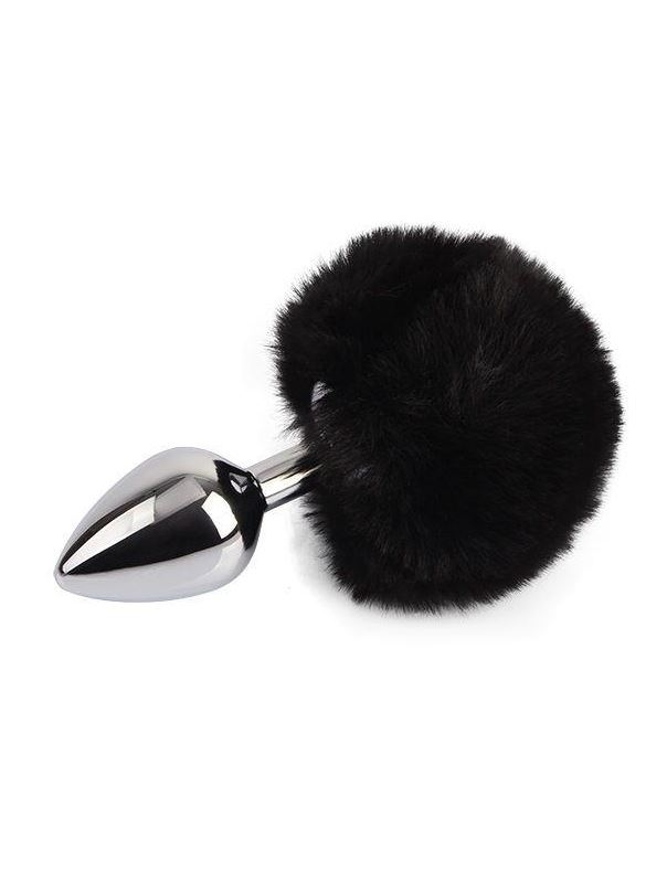 Серебристая анальная пробка с заячьим хвостиком Frolics Fur Tail Butt Plug