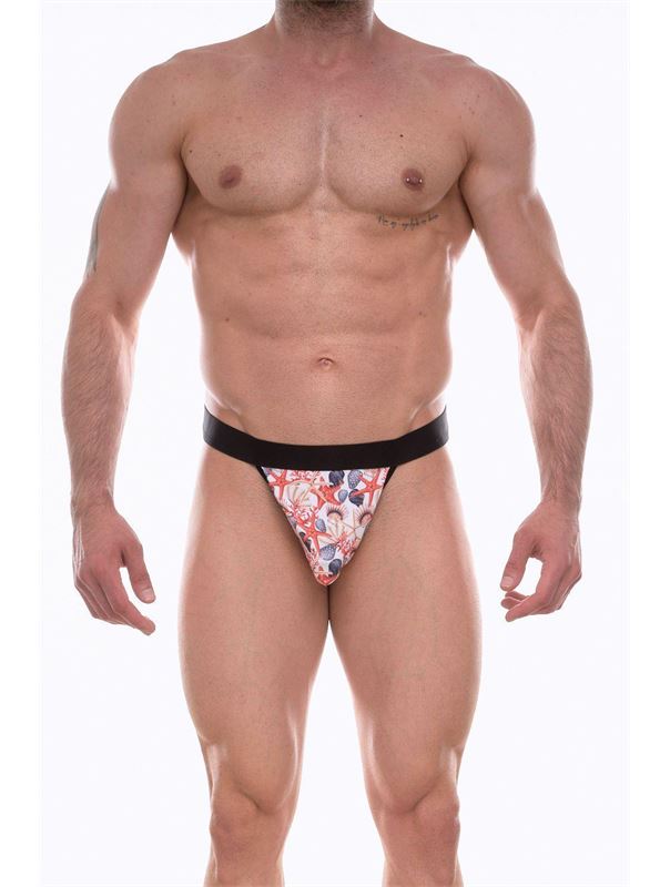 Белые трусы-тонги с морским принтом