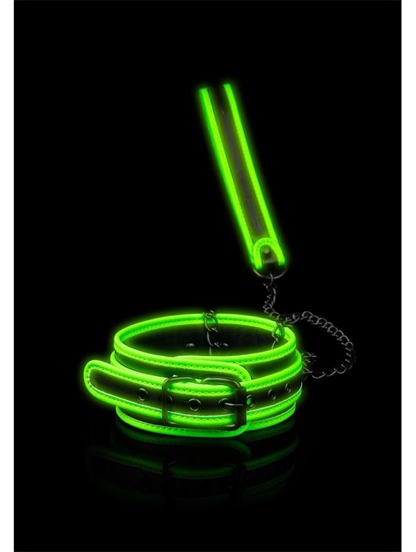Люминесцентный ошейник с поводком