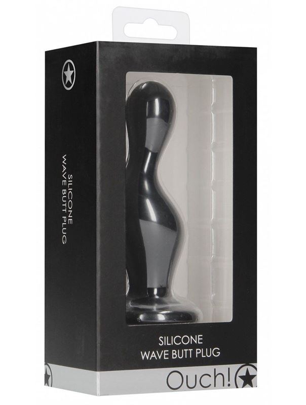 Черная анальная пробка Wave Butt Plug (11,3 см)