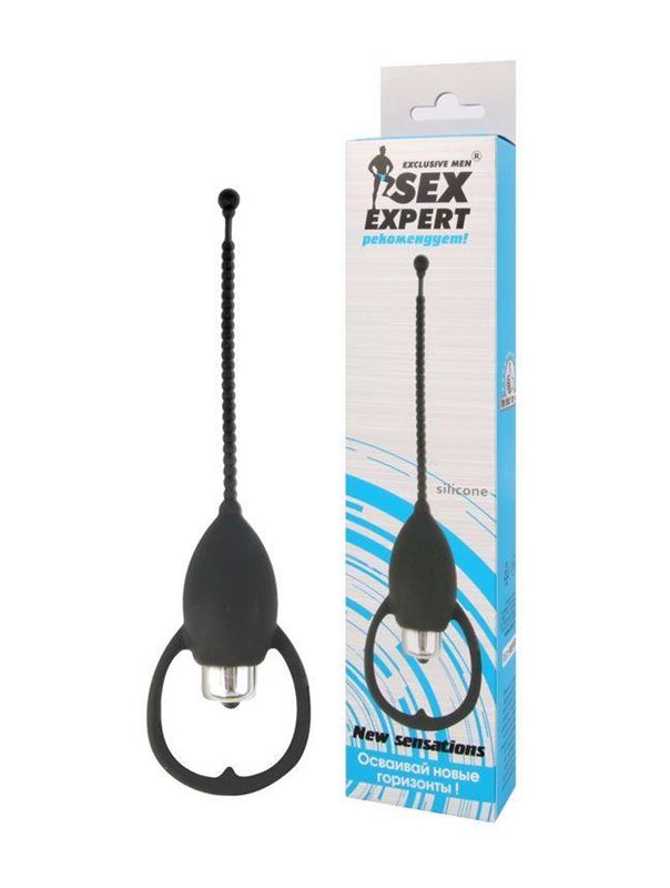 Чёрный уретральный стимулятор с 7 режимами вибрации