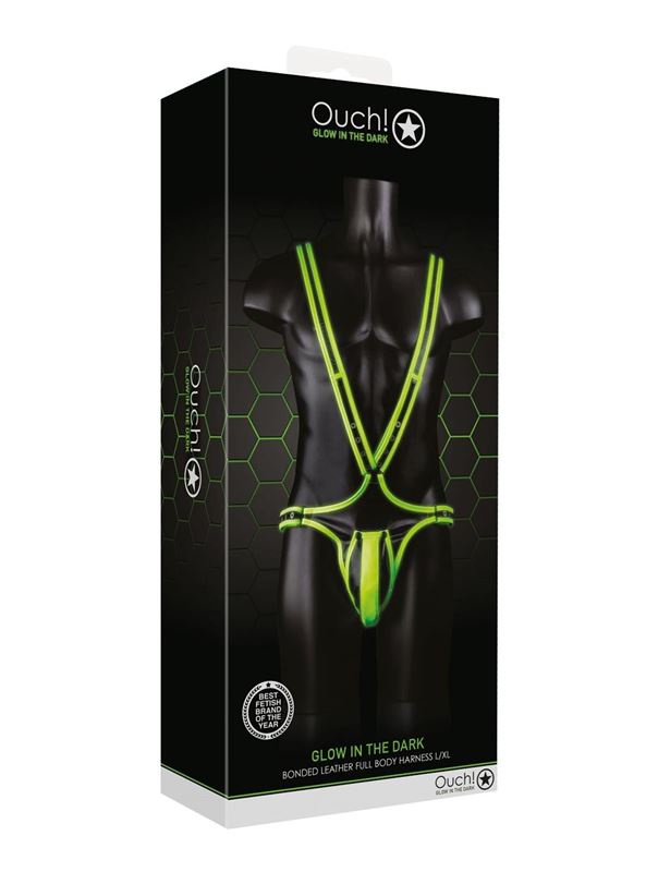 Мужская люминесцентная сбруя на тело (размер L-XL)