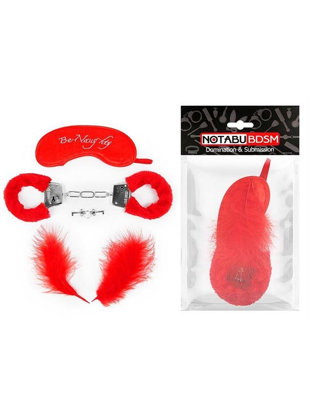 Красный набор БДСМ-аксессуаров из 4 предметов