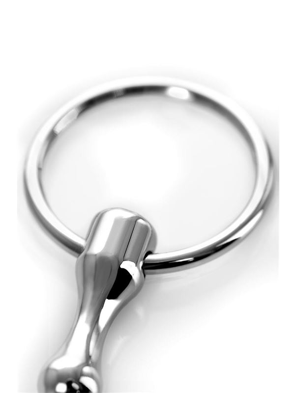 Серебристый фигурный уретральный плаг с кольцом в основании Metal (18 см)